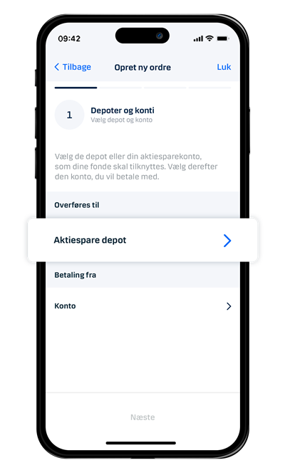 Screenshot af månedsinvestering i mobilbanken