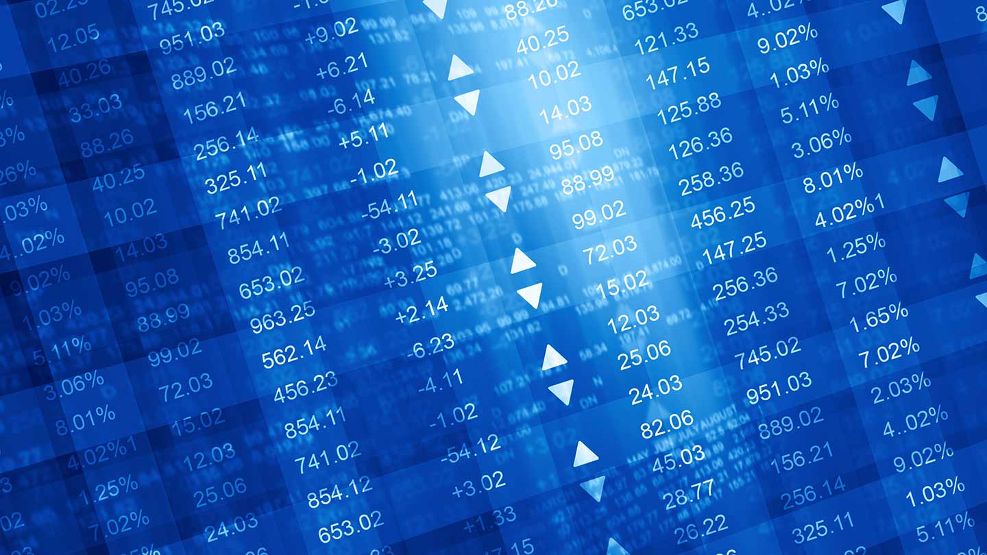 Futurisisk foto af lister med udvikling i afkast på værdipapirer 