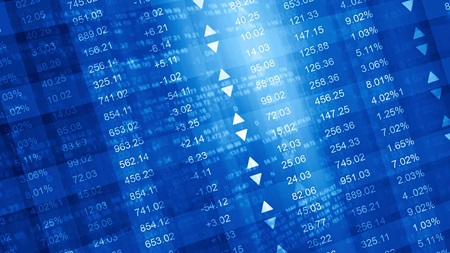 Futurisisk foto af lister med udvikling i afkast på værdipapirer