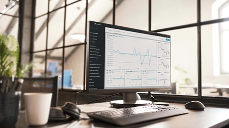 Skærm der viser District med Cash Flow Forescast widget åben