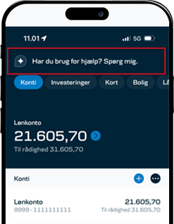 Skærmbillede mobilbank: Chat  med os.