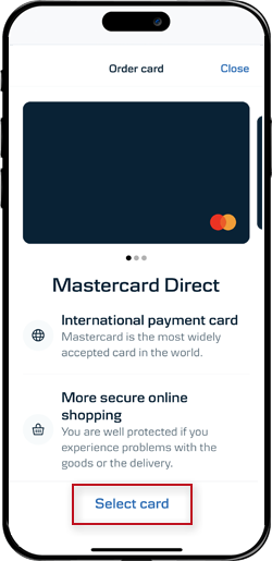 Mobile Banking screen: Select card