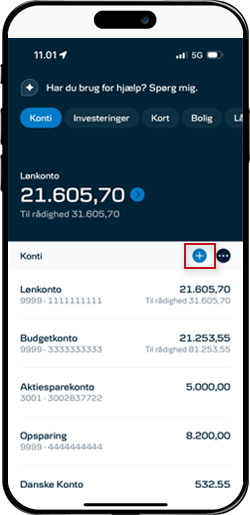 Skærmbillede mobilbank: Opret konto