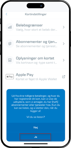 Skærmbillede mobilbank: 