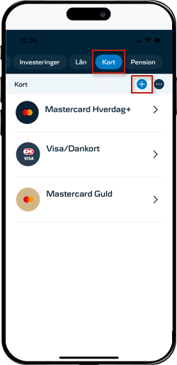  Skærmbillede mobilbank:  bestil nyt kort