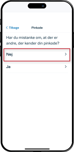 Skærmbillede mobilbank: Pinkode kendt af andre?